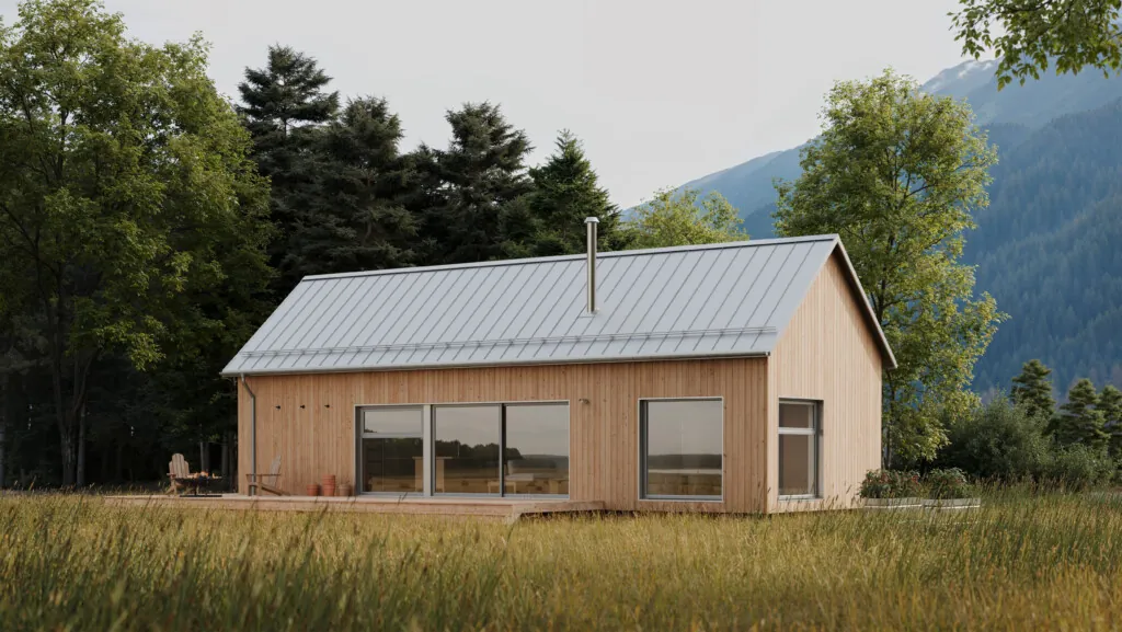 Rendering of a Base I home in a summer meadow